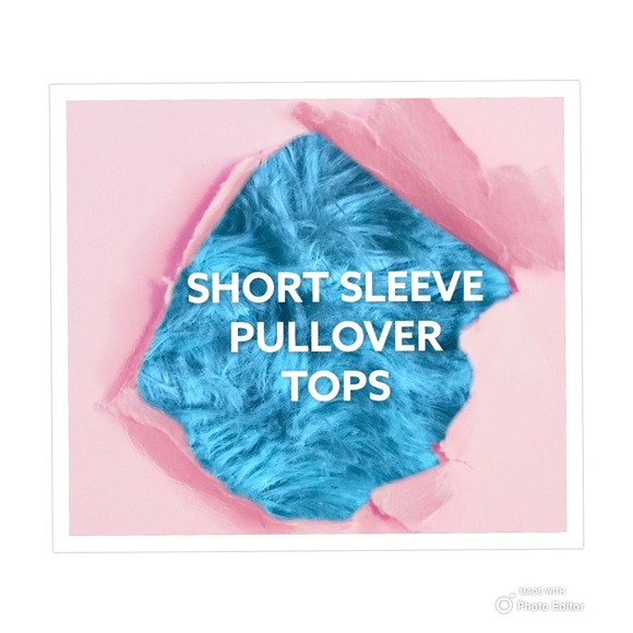 SHORT SLEEVE PULLOVER TOP TEE BLOUSE SHIRT T - Picture 1 of 1